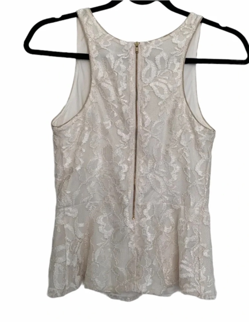 Express Ivory Lace Peplum Tank Top - L - Picture 2 of 6